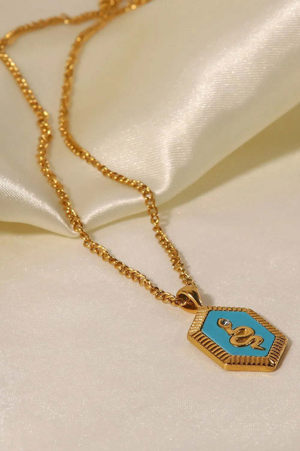 18K Gold Plated Snake Geometric Pendant Necklace Necklaces - Tophatter Daily Deals