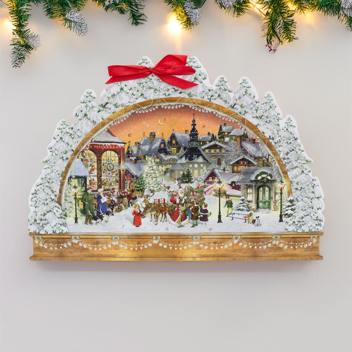 Victorian Christmas Arch Advent Calendar with Santa Scene & Ribbon Hanger Advent Calendar - Tophatter Daily Deals