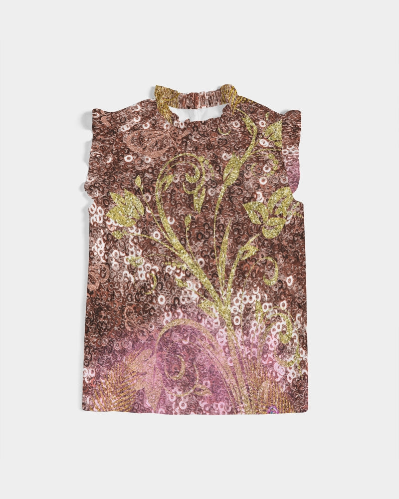 BEAUTIFUL PURPLE GITTER DESIGN CREATED BY FLIPSTYLEZ Women's All-Over Print Ruffle Sleeve Top All-Over Print Tees & Tops - Tophatter Daily Deals
