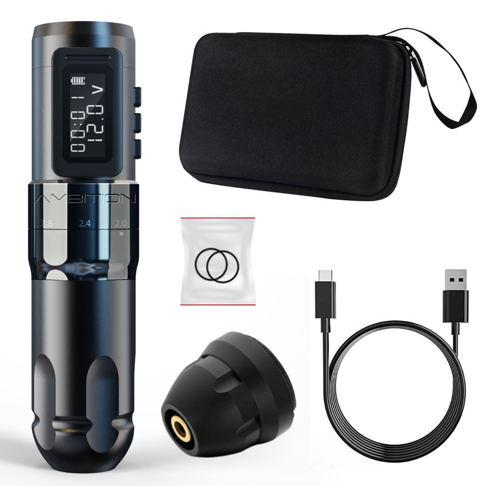Adjustable Stroke Brushless Tattoo Pen Battery Pen High Power Black single battery USB 0 - Tophatter Daily Deals