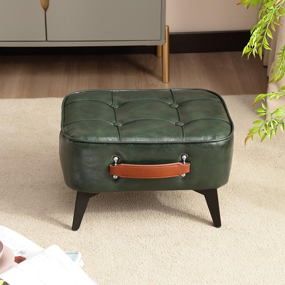 Leather Footstool Ottoman with Storage Furniture > Living Room > Ottomans & Footstools - Tophatter Daily Deals