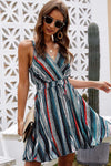 Striped Surplice Neck Spaghetti Strap Dress Casual Dresses - Tophatter Daily Deals