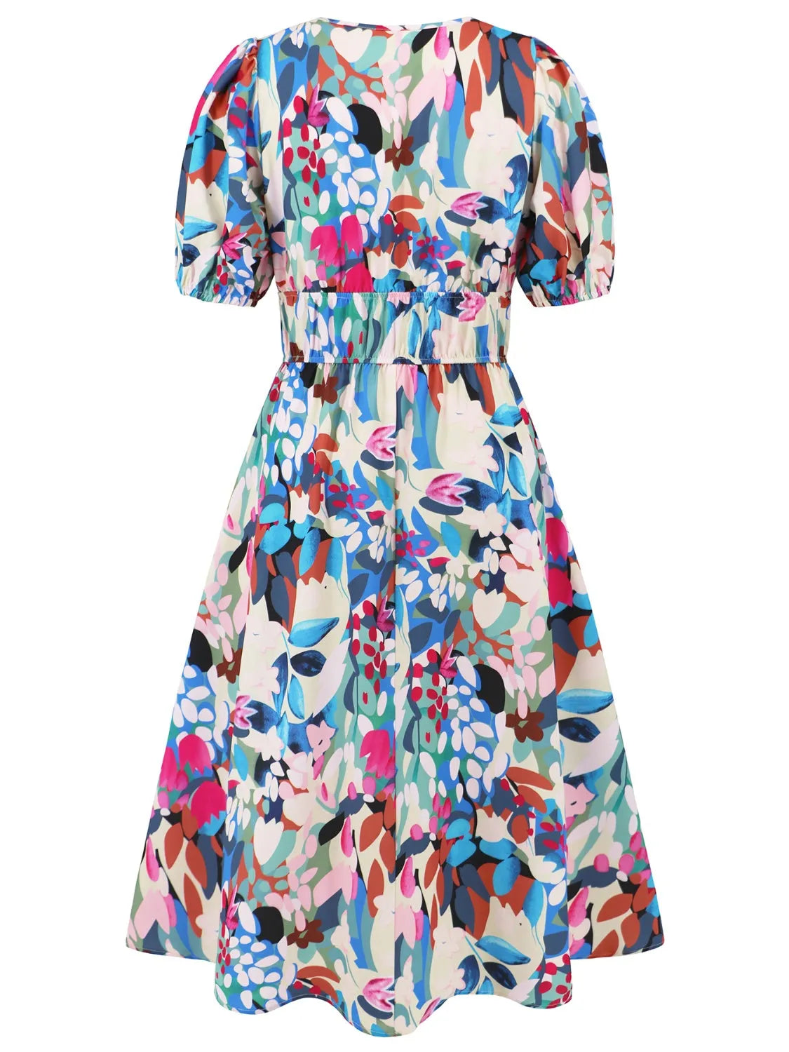 Ruched Printed Surplice Short Sleeve Dress Casual Dresses - Tophatter Daily Deals