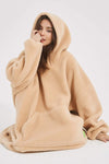 Lantern Sleeve Oversized Hooded Fuzzy Lounge Dress Sleep Dresses - Tophatter Daily Deals