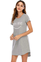 Graphic Round Neck Short Sleeve Lounge Dress Sleep Dresses - Tophatter Daily Deals