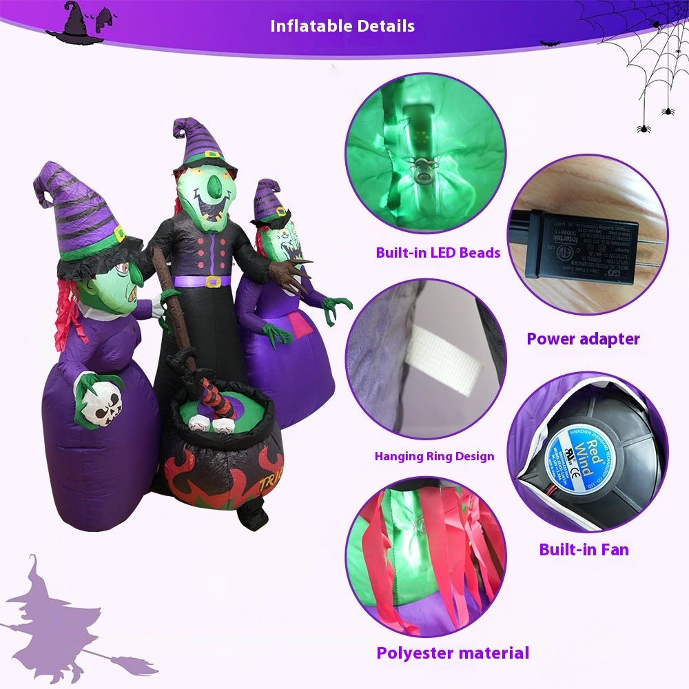 Witch Inflatable Luminous Halloween Yard Decor Outdoor 3D Changing Face Moving Picture Frame - Tophatter Daily Deals