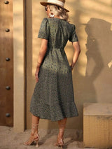 Ruffled Surplice Short Sleeve Midi Dress Casual Dresses - Tophatter Daily Deals