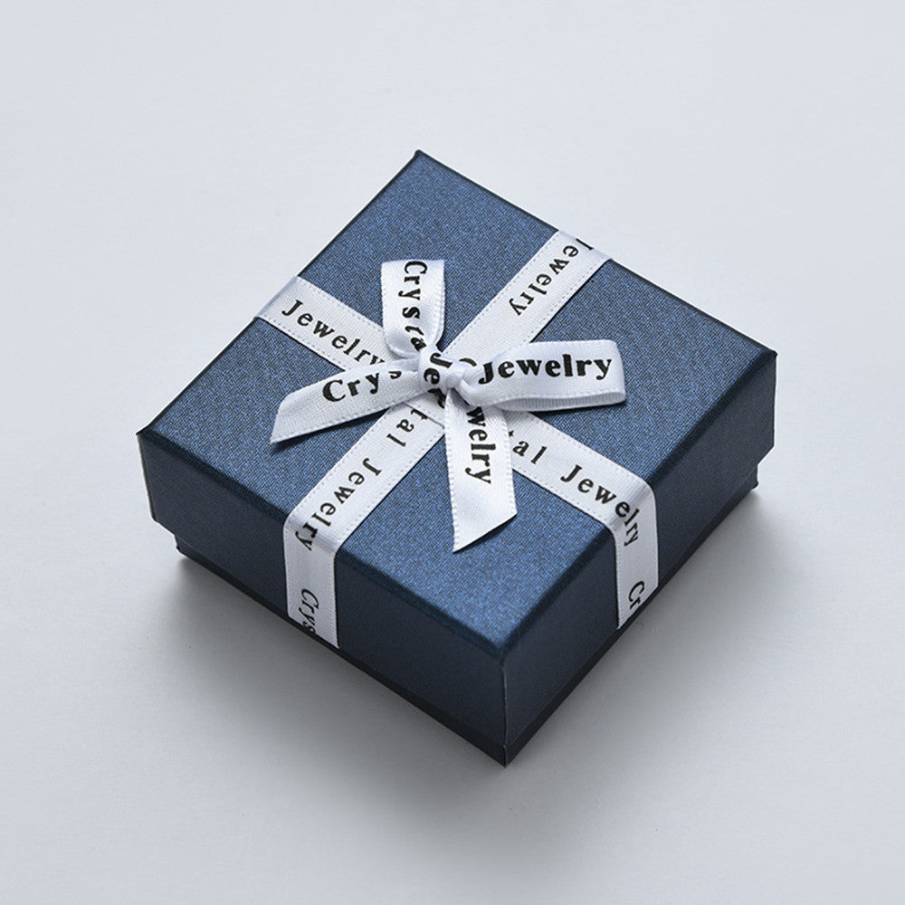 Bow Necklace Earrings Packaging Gift Box Dark blue7x7cm 0 - Tophatter Daily Deals