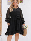 Plus Size Swiss Dot Round Neck Long Sleeve Dress Casual Dresses - Tophatter Daily Deals