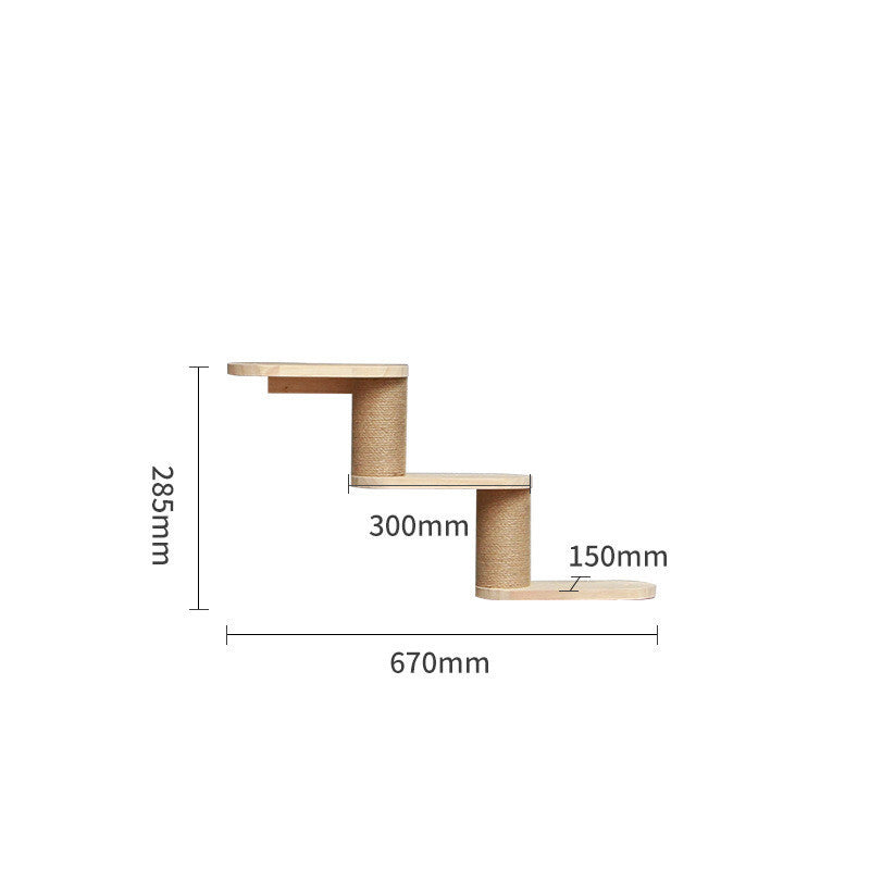 Pet Cat Climbing Frame Wall Type Solid Wood Wall Hanging Platform Ladder Pets Accessories B3 wall steps Pet Supplies - Tophatter Daily Deals
