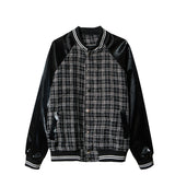 BLACK Urban style Loose Plus Size Leather Plaid Baseball Jacket Figure Color YOUNG MEN TEEN JACKET - Tophatter Daily Deals