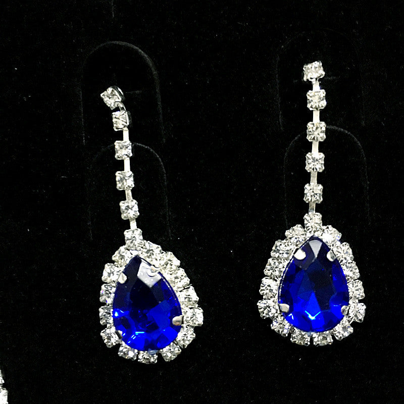 Bridal Jewelry Set Color Rhinestone Necklace 0 - Tophatter Daily Deals