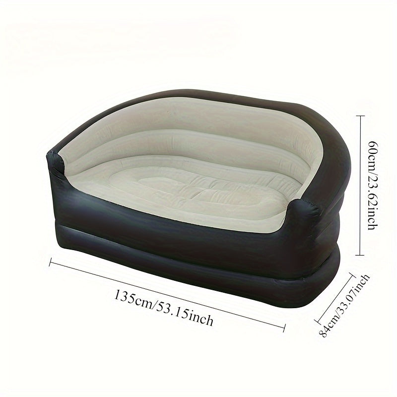 Double Inflatable Folding Sofa Plush Lounge Chair Camping & Hiking - Tophatter Daily Deals
