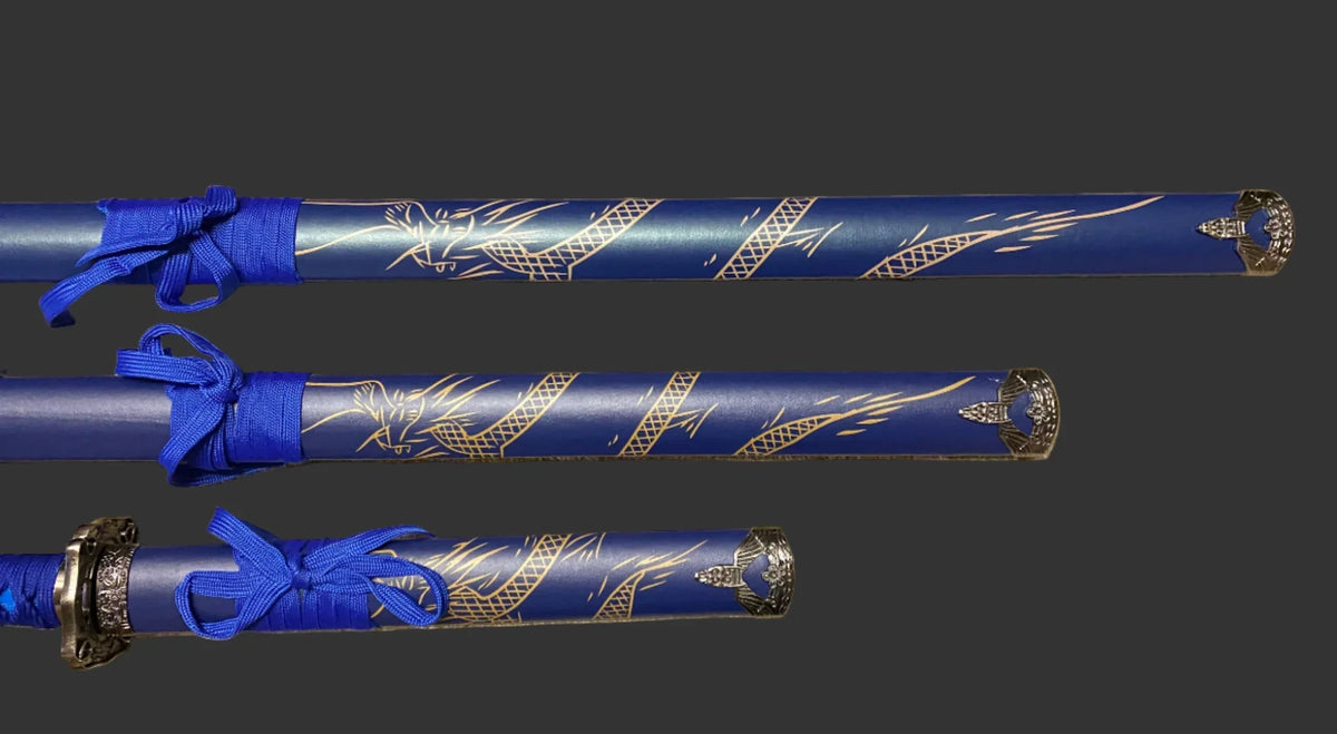 Blue Dragon Display (Straight) Katana Triple Set Katana - Tophatter Daily Deals