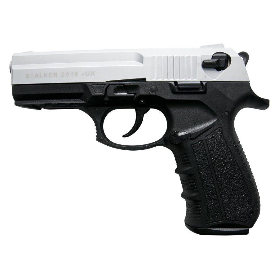 Stalker 2918 Silver Finish - 9mm Blank Firing Replica Zoraki Gun - Tophatter's Guns'N'Weapons Store - FREE SHIPPING Collectible Weapons - Tophatter Daily Deals