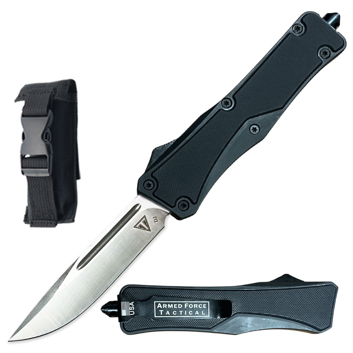 9.75" D2 Steel Black Automatic OTF Out the Front Knife G10 Handle - TOPHATTER'S ARMORY DEALS Collectible Weapons - Tophatter Daily Deals