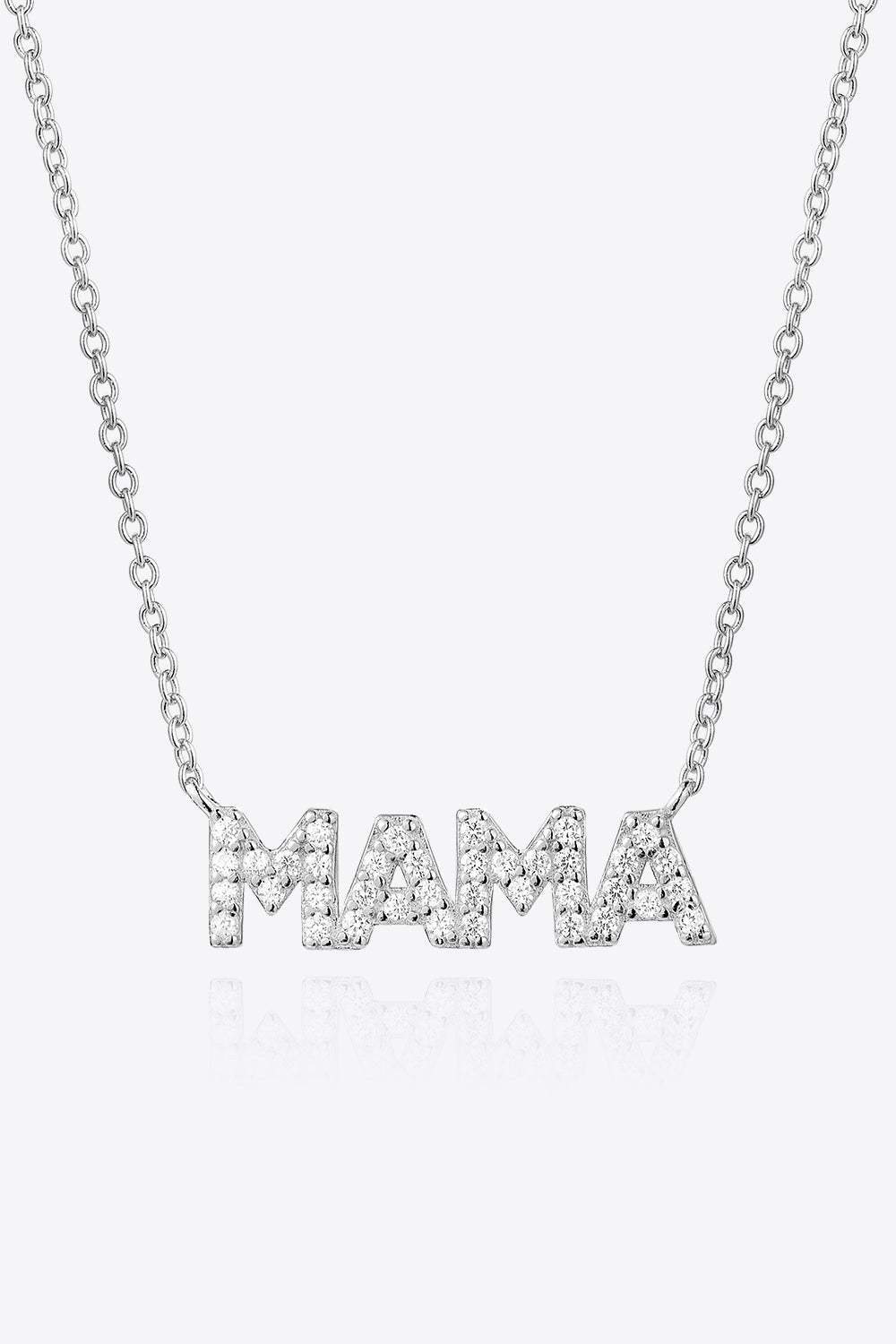 MAMA Zircon 925 Sterling Silver Necklace Silver One Size Necklaces - Tophatter Daily Deals