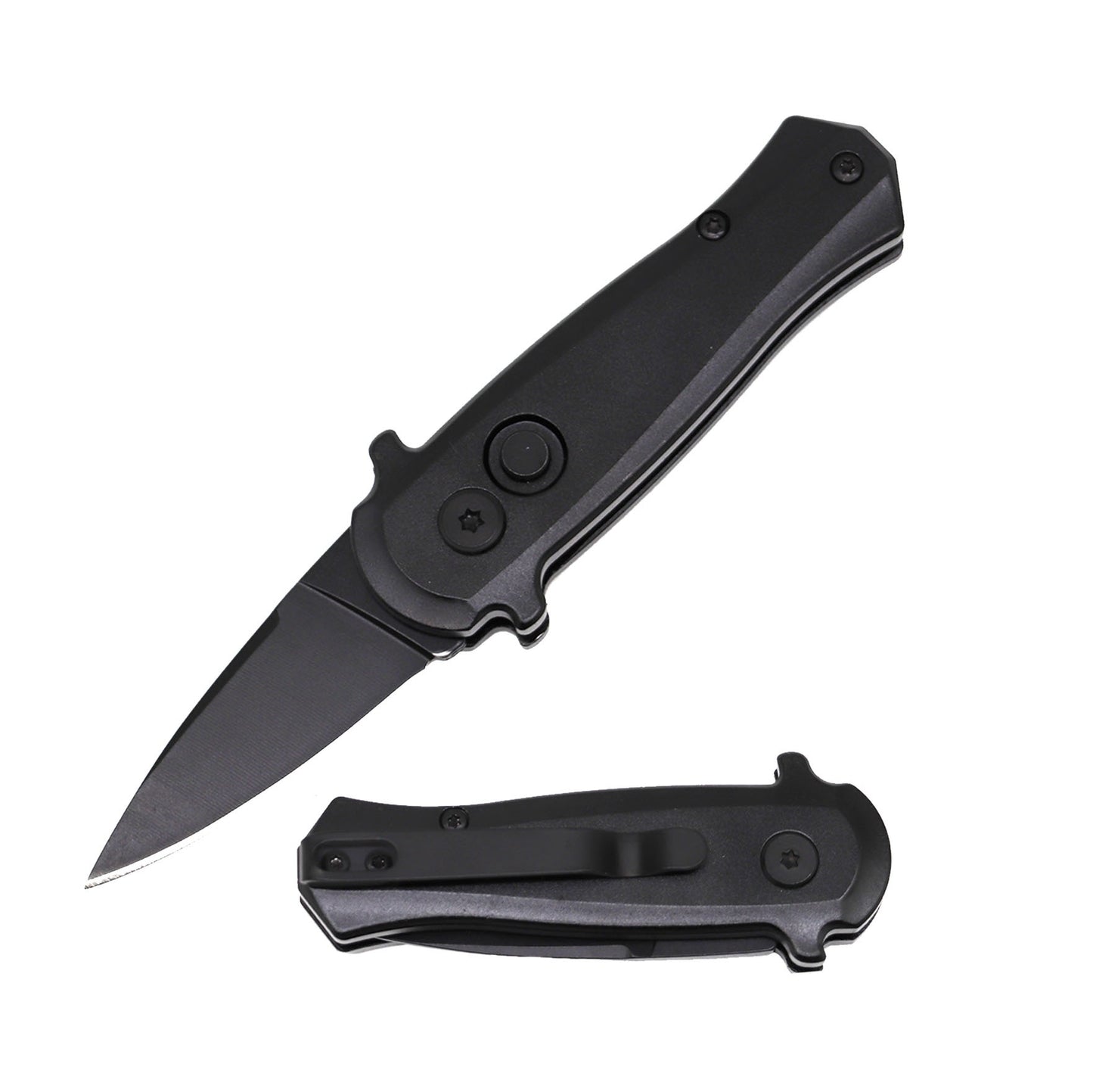 3.25" Closed Black CNC Aluminum Handle Mini Auto Switch Blade Knife Collectible Weapons - Tophatter Daily Deals