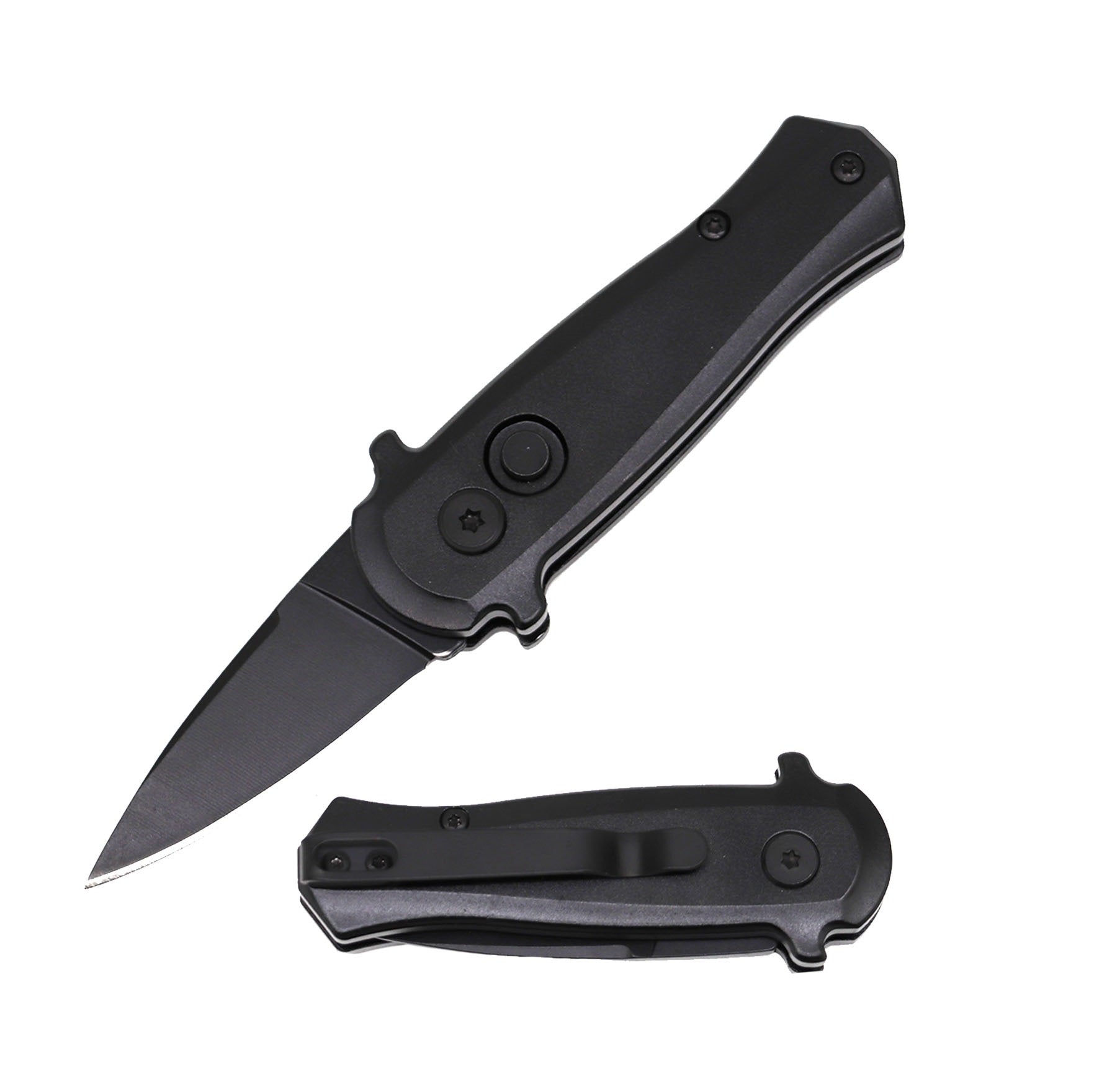 3.25" Closed Black CNC Aluminum Handle Mini Auto Switch Blade Knife Collectible Weapons - Tophatter Daily Deals