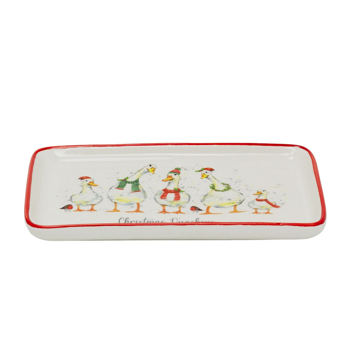 Christmas Quackers Ceramic Duck Plate | Festive Christmas Serving Dish 22x12cm Party Plates - Tophatter Daily Deals