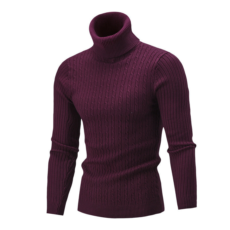 Fitted Men's Rollneck Sweater - Slim Cut, Cable Knit Winter Red 3D Changing Face Moving Picture Frame - Tophatter Daily Deals