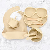 11 Piece Baby Training Dinner Plate Bowl Beige 8PCS 0 - Tophatter Daily Deals