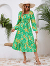 Printed Long Sleeve Midi Dress Casual Dresses - Tophatter Daily Deals