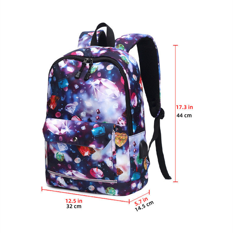 Backpack Female Backpack Computer Rechargeable Schoolbag 0 - Tophatter Daily Deals