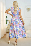 Floral V-Neck A-Line Midi Dress Casual Dresses - Tophatter Daily Deals