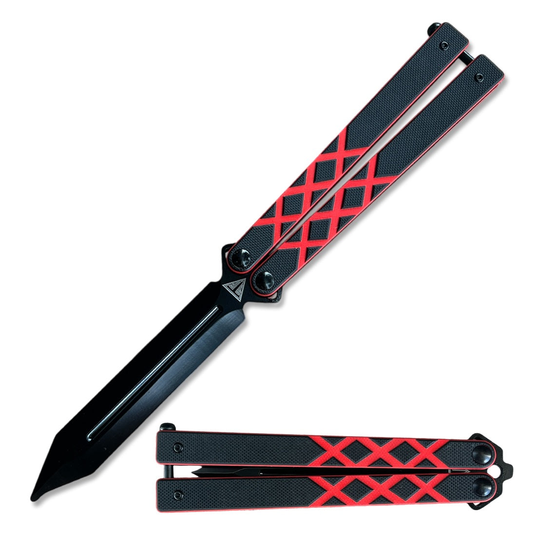 Black G10 Handle Practice Butterfly Trainer Ball Bearing Dagger Point Blade - TOPHATTER'S ARMORY DEALS Collectible Weapons - Tophatter Daily Deals