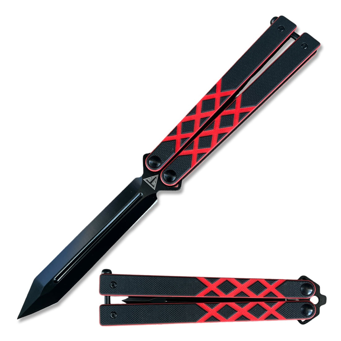 Black G10 Handle Balisong Butterfly Knife Ball Bearing Dagger Point Blade Collectible Weapons - Tophatter Daily Deals