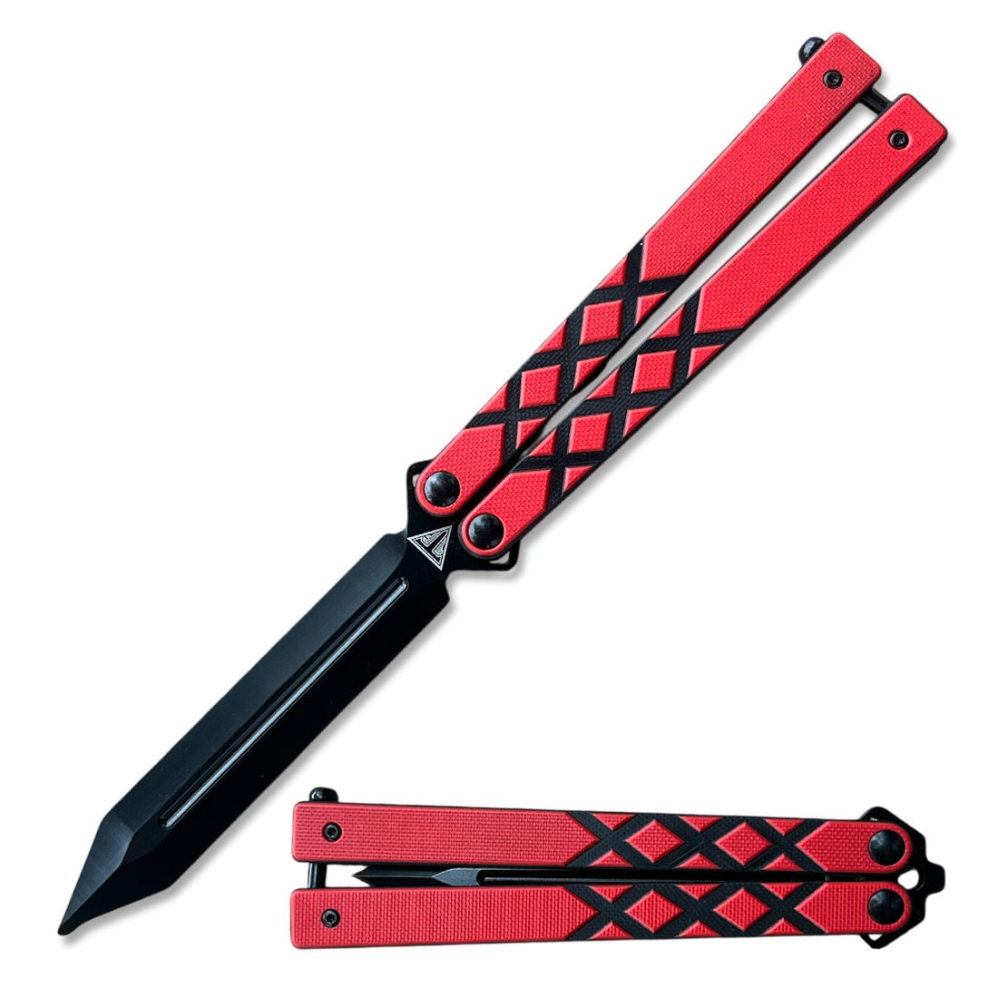 Red G10 Handle Practice Butterfly Trainer Ball Bearing Dagger Point Blade - Tophatter's Guns'N'Weapons Store Collectible Weapons - Tophatter Daily Deals