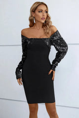 Sequin Off-Shoulder Mini Dress Cocktail Dresses - Tophatter Daily Deals