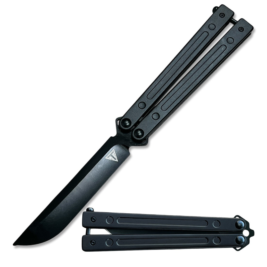 Black Aluminum Handle Ball Bearing Practice Butterfly Trainer Collectible Weapons - Tophatter Daily Deals