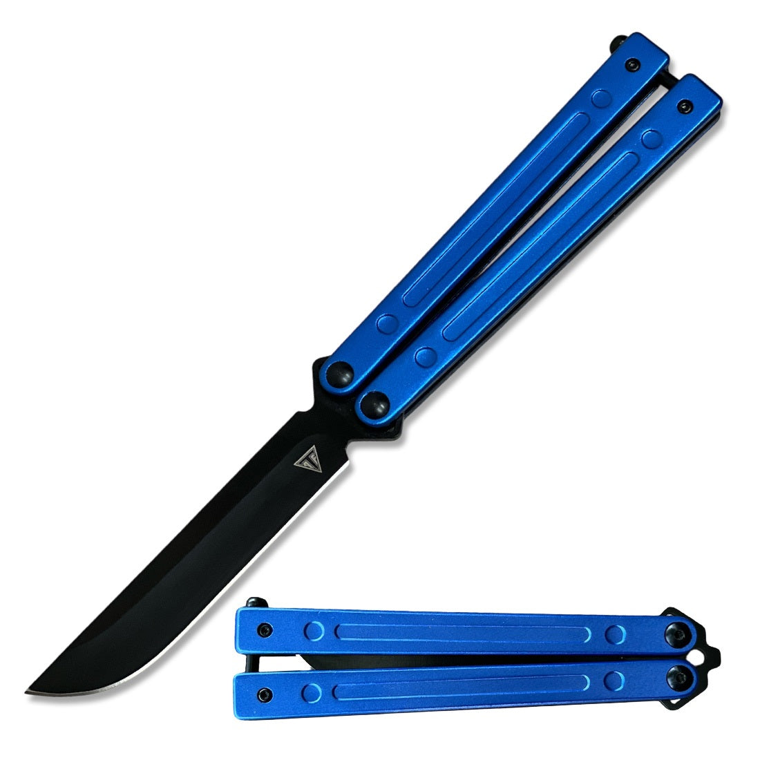 Blue Aluminum Handle Ball Bearing Balisong Butterfly Knife - Tophatter's Guns'N'Weapons Store - FREE SHIPPING Collectible Weapons - Tophatter Daily Deals
