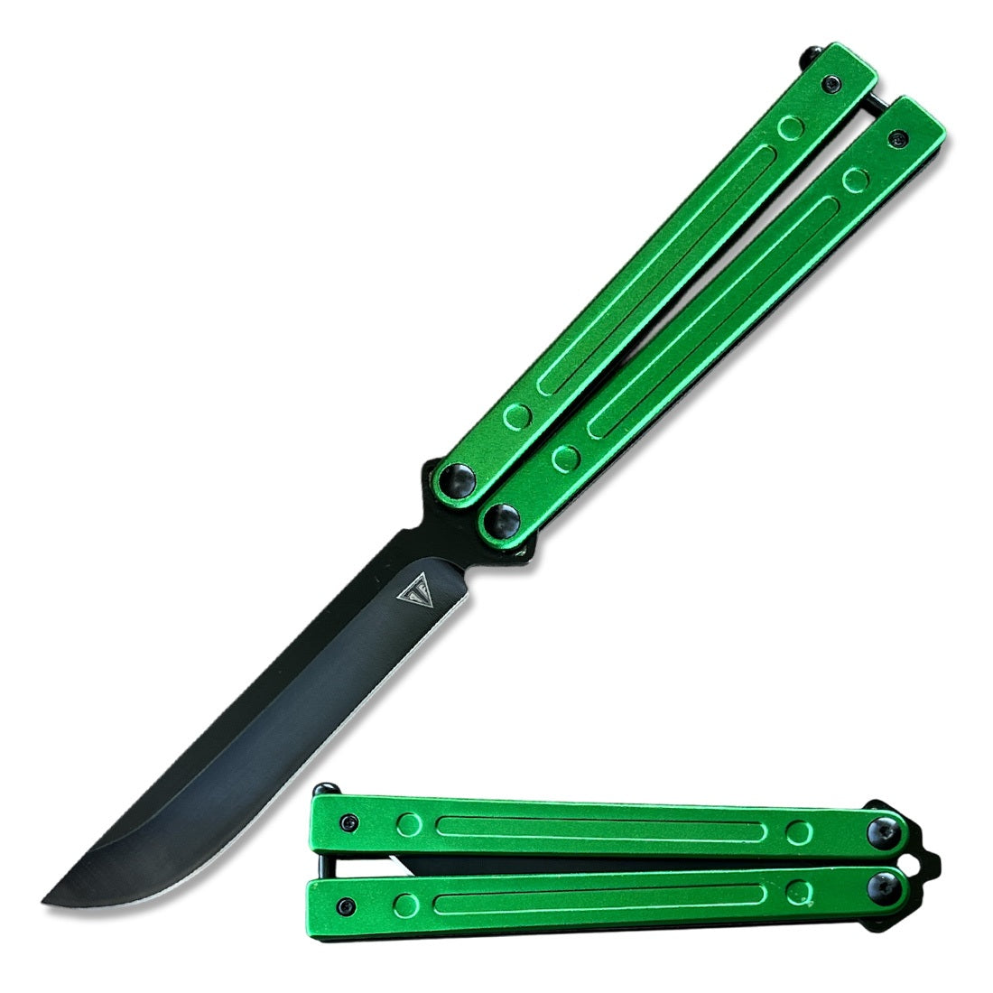 Green Aluminum Handle Ball Bearing Balisong Butterfly Knife Collectible Weapons - Tophatter Daily Deals