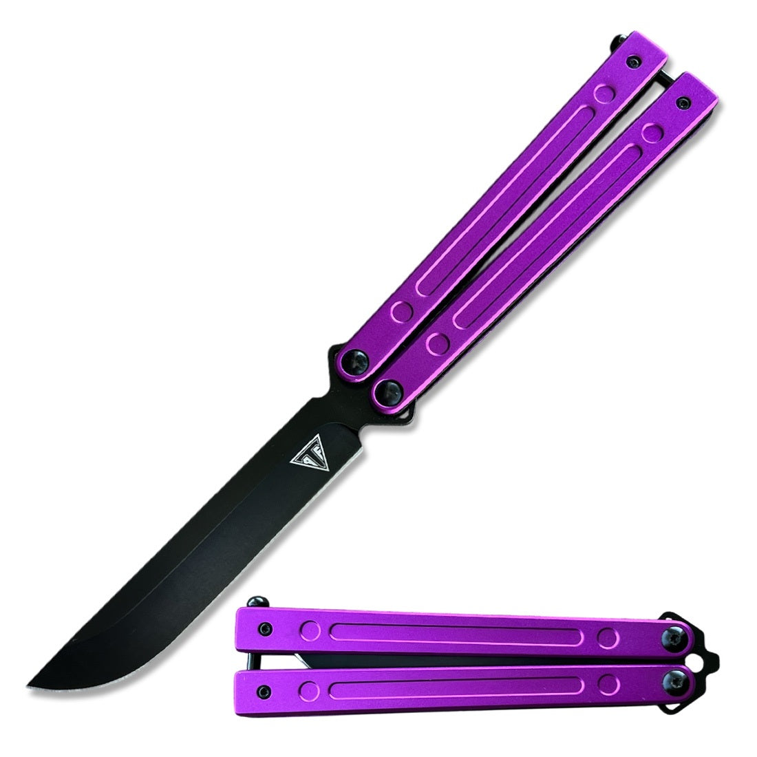 Purple Aluminum Handle Ball Bearing Balisong Butterfly Knife Collectible Weapons - Tophatter Daily Deals