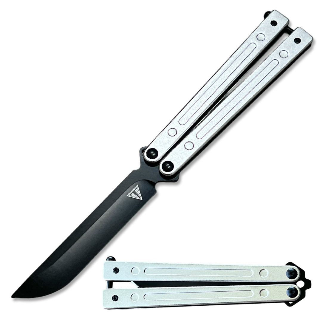 White Aluminum Handle Ball Bearing Practice Butterfly Trainer Collectible Weapons - Tophatter Daily Deals