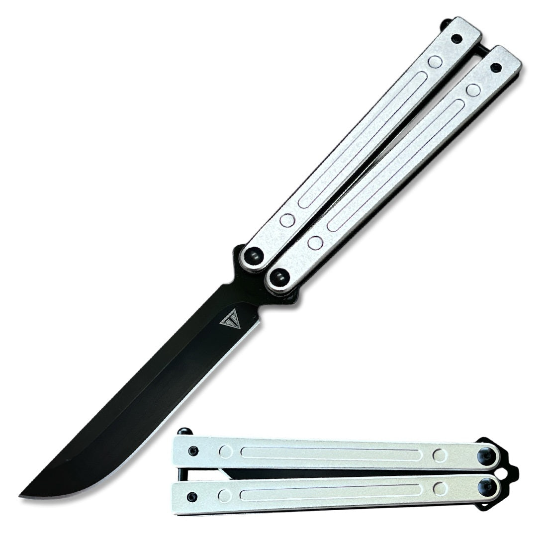 White Aluminum Handle Ball Bearing Balisong Butterfly Knife Collectible Weapons - Tophatter Daily Deals