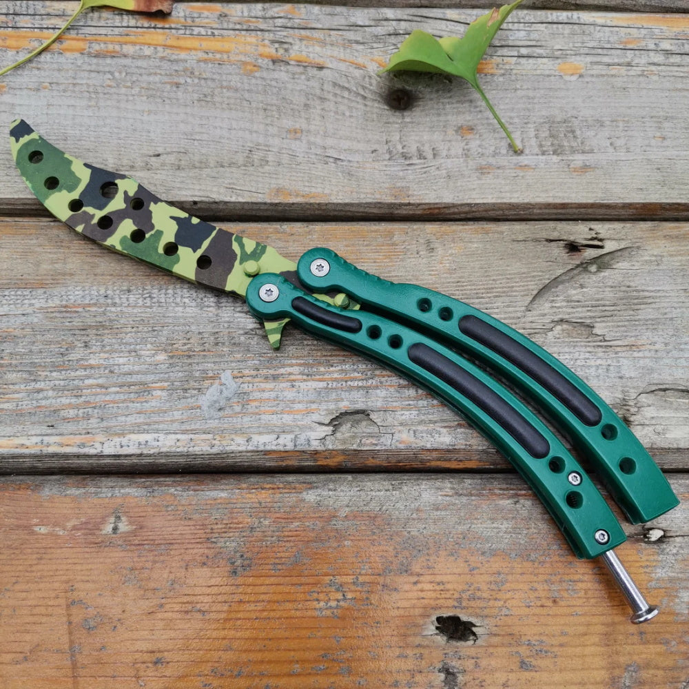 Global Offensive Game Balisong Karambit Blunt Blade Trainer Replica Boreal Forest Knife - Tophatter Daily Deals
