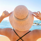 Stripe Accent Straw Hat Blush Hats - Tophatter Daily Deals