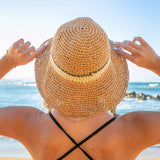 Stripe Accent Straw Hat Khaki Hats - Tophatter Daily Deals