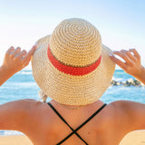 Stripe Accent Straw Hat Straw Hats - Tophatter Daily Deals