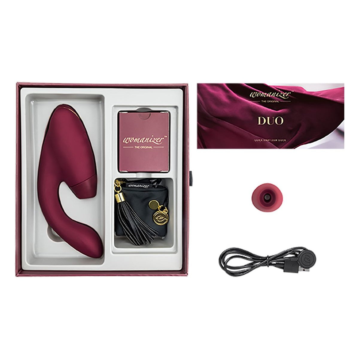 Womanizer DUO Clitoral G-Spot Vibrator in Bordeaux Clitoral G-Spot Vibrator - Tophatter Daily Deals
