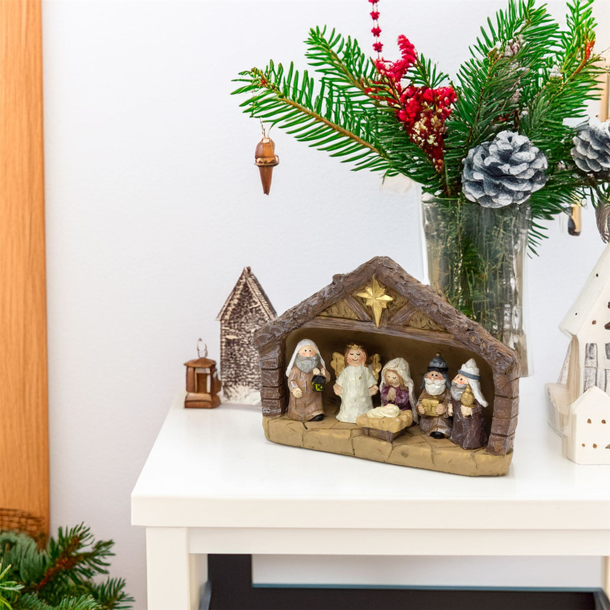 Traditional Christmas Nativity Set with 6 Figures | Nativity Scene Ornament Nativity Set - Tophatter Daily Deals