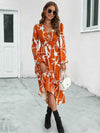 Surplice Neck Long Sleeve Midi Dress Casual Dresses - Tophatter Daily Deals