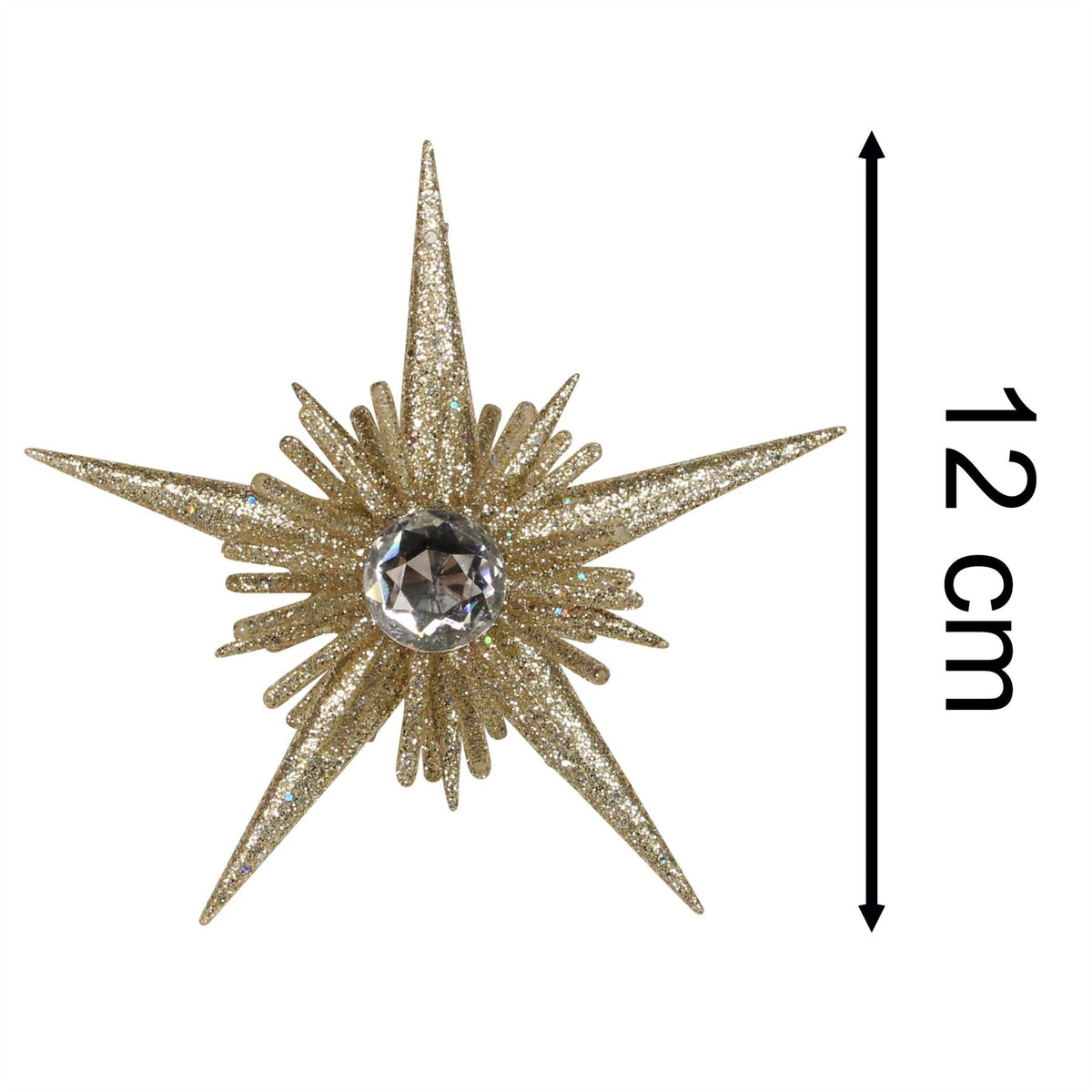 Gold Diamante Star Bauble | 3D Gold Glitter Star Christmas Tree Ornament - 12cm Baubles - Tophatter Daily Deals