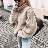 Oversized Women Turtleneck Sweater - Chunky Knit, Winter Khaki 3D Changing Face Moving Picture Frame - Tophatter Daily Deals