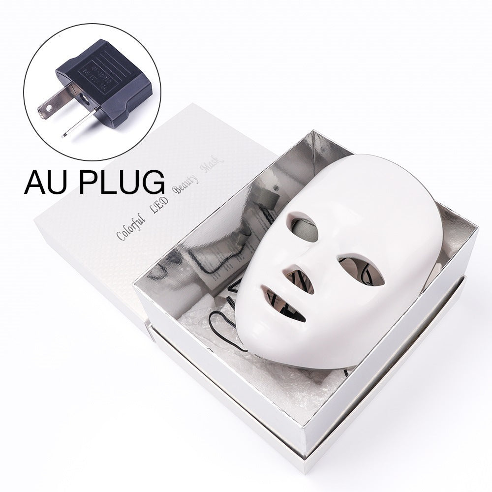 Beauty Instrument Beauty Red Purple Light Photon Skin Rejuvenation Mask Instrument Household Acne Spectrometer Face White Remote Control Box AU 0 - Tophatter Daily Deals