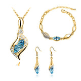 Angel Fairy Horse Eye Zircon Jewelry Set Gold sea blue 0 - Tophatter Daily Deals